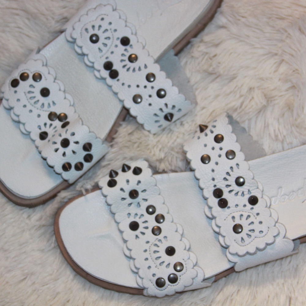 NEW Free People Leather Studded Slip-On Sandals - Picture 3 of 4